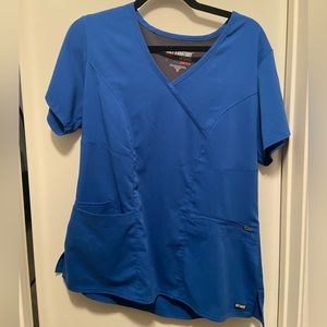 Grey’s Anatomy Spandex Stretch Scrub Top, Royal Blue, size M.